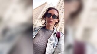 Braless in Motion: Milf walking downtown #2