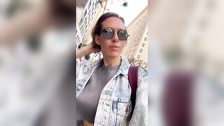 Braless in Motion: Milf walking downtown #3