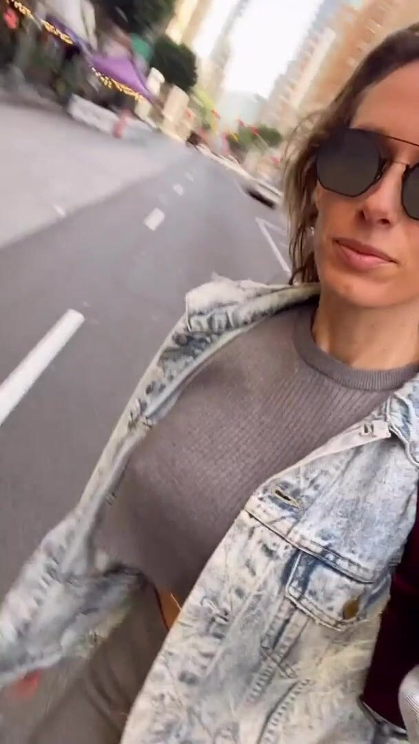 Milf walking downtown