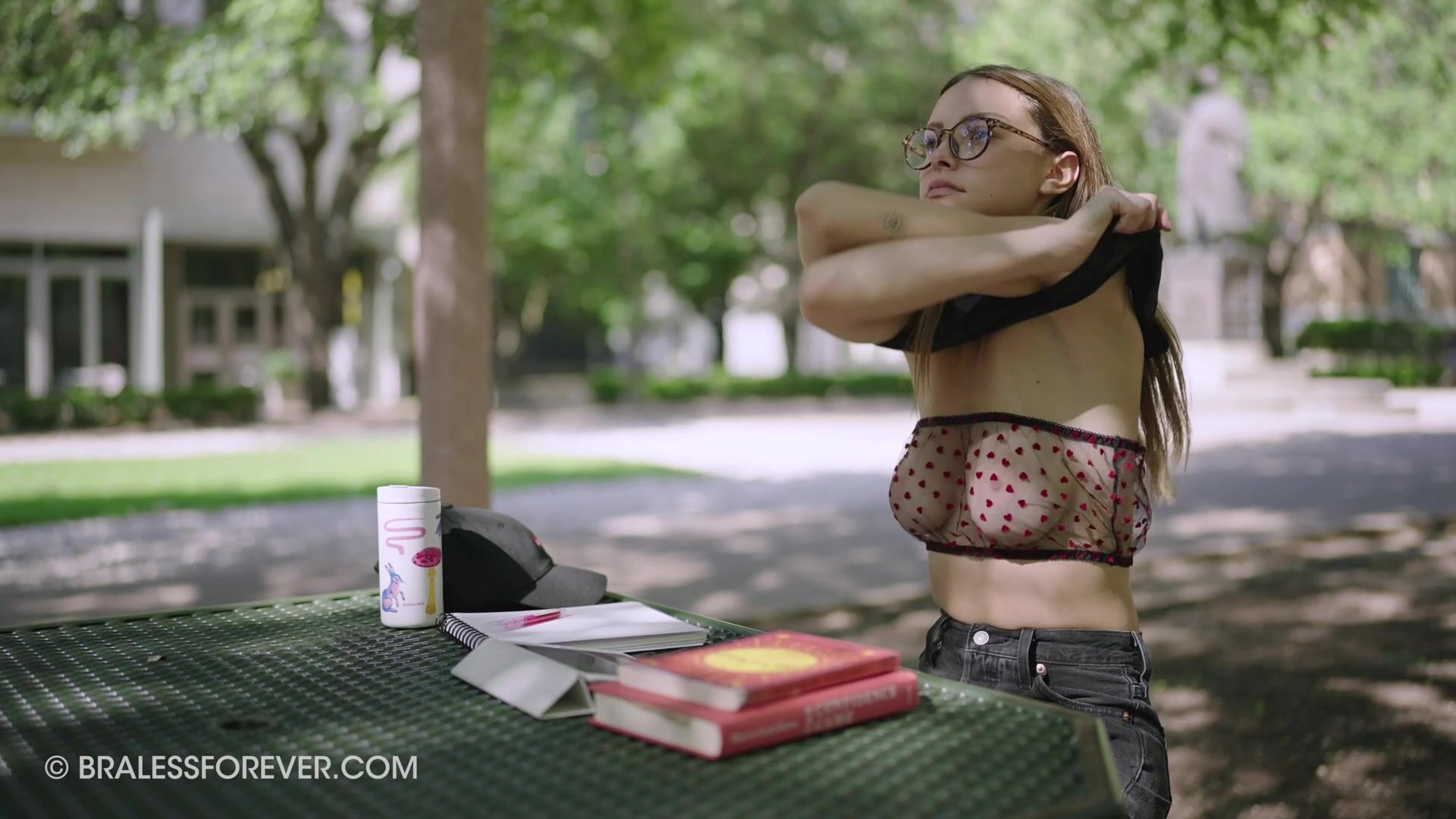 Don't distract her, just watch. Finals are around the corner and she has to study