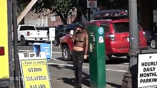 Without Bra: Chatting with the food truck guys while I wait for my food #2