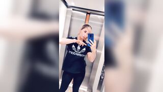 Busty Petite: Flashing the elevator CCTV guys my hidden tiddies #1