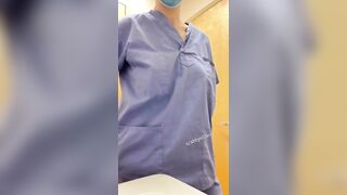 These size small scrubs look like bags on me. And they’re hiding a surprise;)