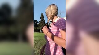 18 y/o Gabbie Carter revealing her tits in public