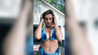 Busty TikTok: Busty Beautiful Blonde Bouncing in her Blue Bikini = Perfection #2