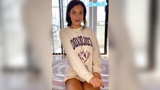 She Lets Us Take a Peek Under that Sweatshirt