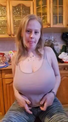 Another home movie. BOOM! Me and my big boobs in the kitchen. Heh