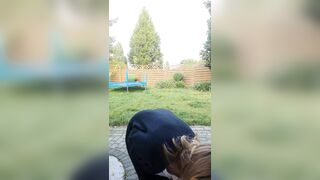 A quick flash of big boobs in the backyard because the neighbor is peeking...heh