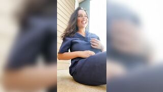 Public Flashing big titty Latina milf nurse