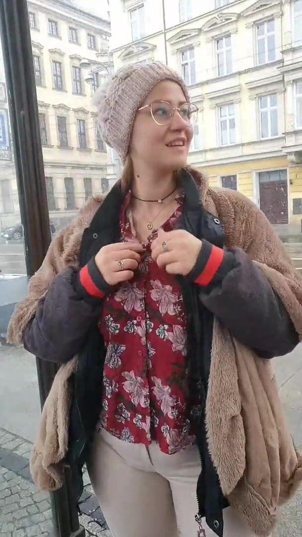Polish winter. Nipples hard in 2 seconds