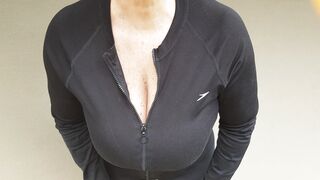 Down goes the zip and out cum my big boobies ???? xx 57yo (f)