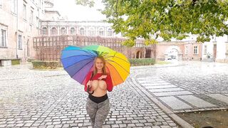 Big Boobs: Which do you like better, the 800 year old castle courtyard, the umbrella or maybe something else? #4