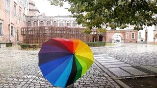 Big Boobs: Which do you like better, the 800 year old castle courtyard, the umbrella or maybe something else? #3