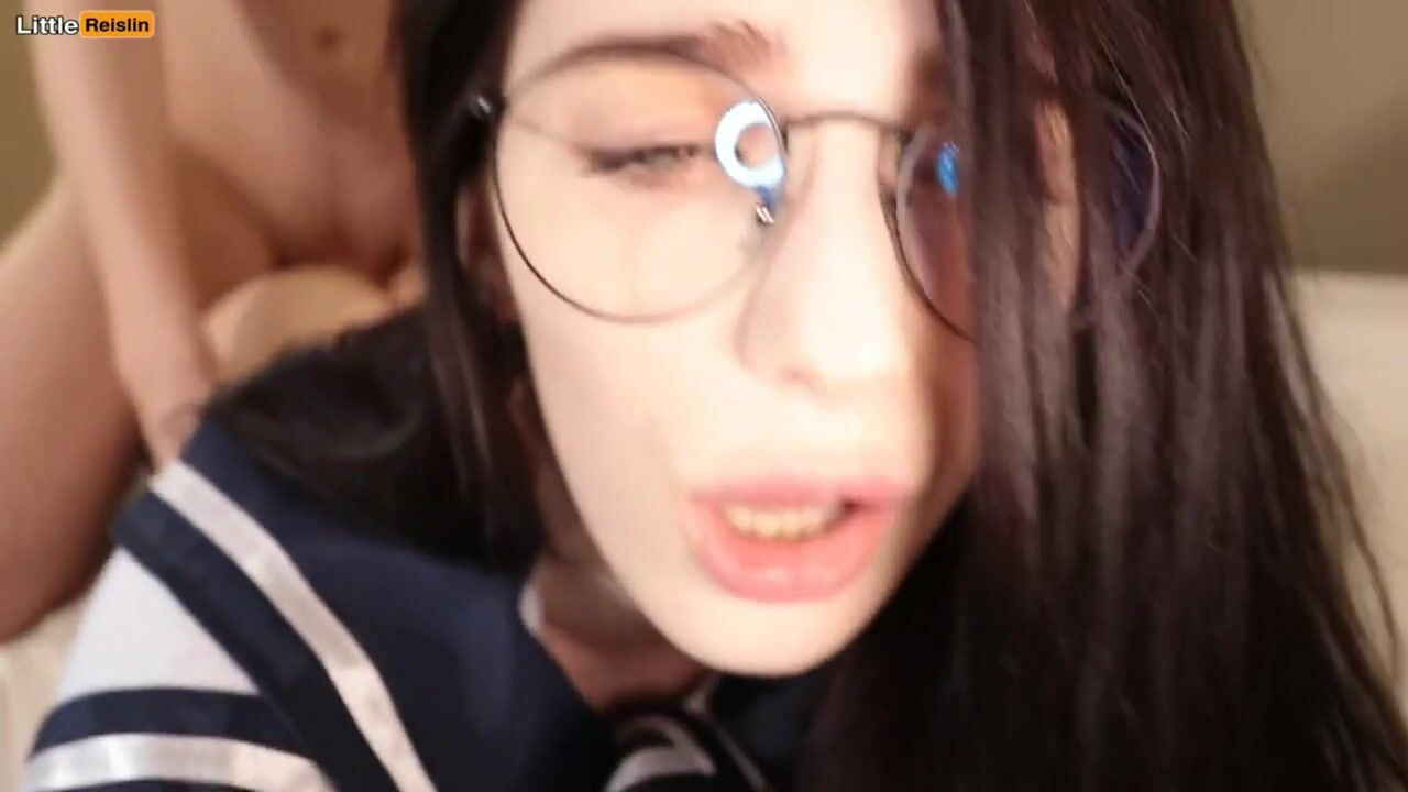 Schoolgirl cosplayer with glasses getting rough fuck