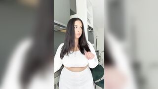 Massive Boobs and Ass: Secretly showing off my massive tits at my friends place #2