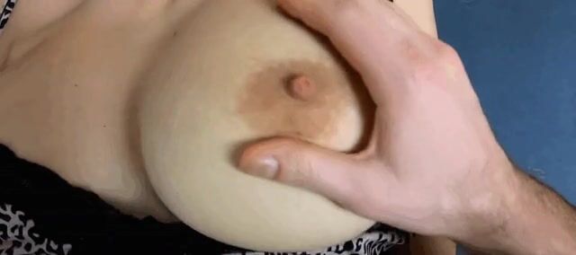 Touching big beautiful tits