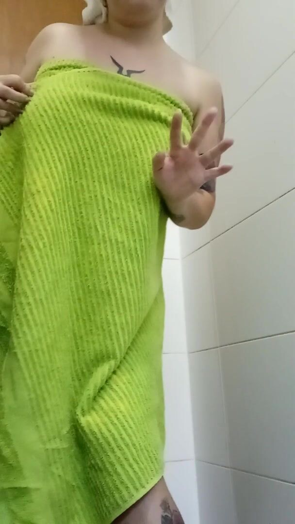 my boobs did not want to let go of the towel