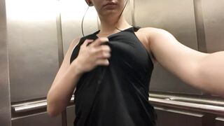 Braless in Motion: My jiggly tits in my apartment elevator because why not #4