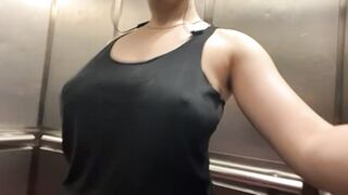 Braless in Motion: My jiggly tits in my apartment elevator because why not #2