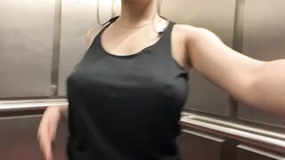 Braless in Motion: My jiggly tits in my apartment elevator because why not #3