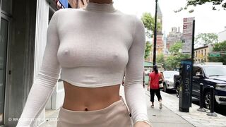 Without Bra: Pokies in Public #4