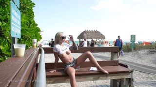 Without Bra: Angel all wet on the beach seats #1
