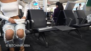 Braless: Braless at the airport #3
