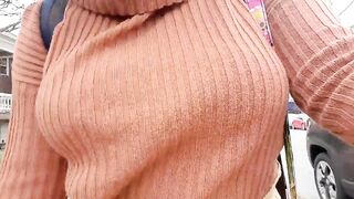 Braless: I hope you like this sweater + braless look #2