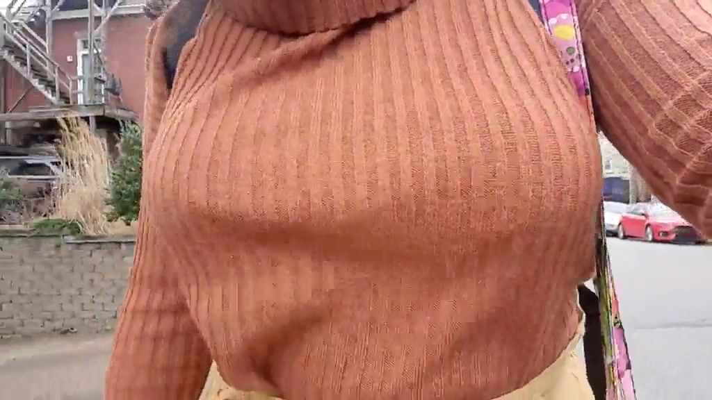 I hope you like this sweater + braless look